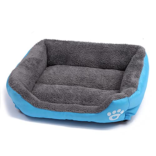 OUYUNKKA Hundebett Hundekissen (L, 66 x 50 cm) Viereckig Blau Hundesofa für Mittelgroße und Kleine Hunde und Katzen, Flauschig Weich Katzenbett Katzenkissen Hundebett für Französische Bulldogge von OUYUNKKA