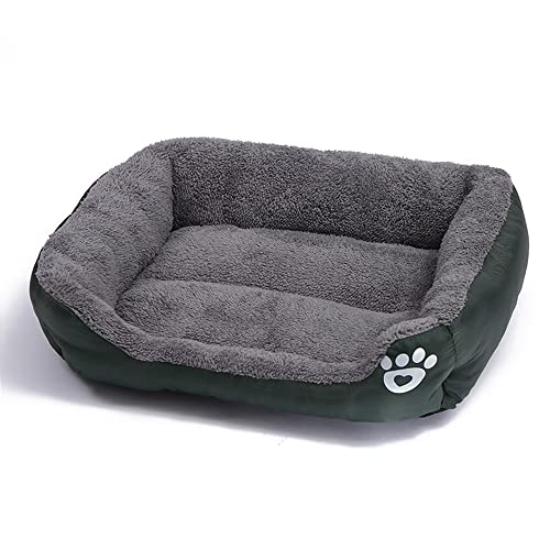 OUYUNKKA Hundebett Hundekissen (L, 66 x 50 cm) Viereckig Dunkelgrün Hundesofa für Mittelgroße und Kleine Hunde und Katzen, Flauschig Weich Katzenbett Katzenkissen Hundebett für Französische Bulldogge von OUYUNKKA