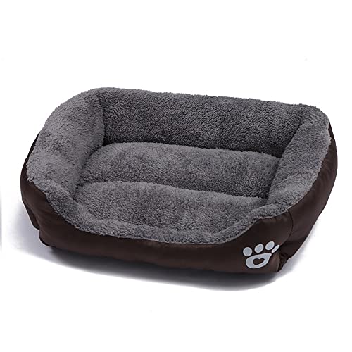 OUYUNKKA Hundebett Hundekissen (L, 66 x 50 cm) Viereckig Kaffee Hundesofa für Mittelgroße und Kleine Hunde und Katzen, Flauschig Weich Katzenbett Katzenkissen Hundebett für Französische Bulldogge von OUYUNKKA