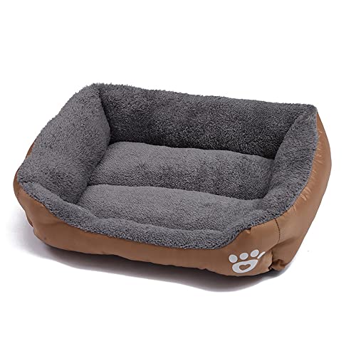 OUYUNKKA Hundebett Hundekissen (L, 66 x 50 cm) Viereckig Khaki Hundesofa für Mittelgroße und Kleine Hunde und Katzen, Flauschig Weich Katzenbett Katzenkissen Hundebett für Französische Bulldogge von OUYUNKKA