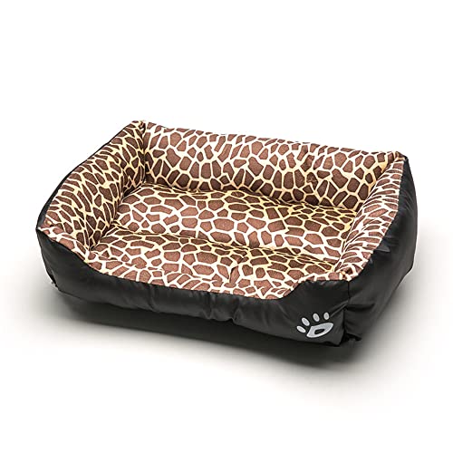 OUYUNKKA Hundebett Hundekissen (L, 66 x 50 cm) Viereckig Leopard Hundesofa für Mittelgroße Kleine Hunde und Katzen,Flauschig Weich Katzenbett Katzenkissen Hundebett für Französische Bulldogge von OUYUNKKA