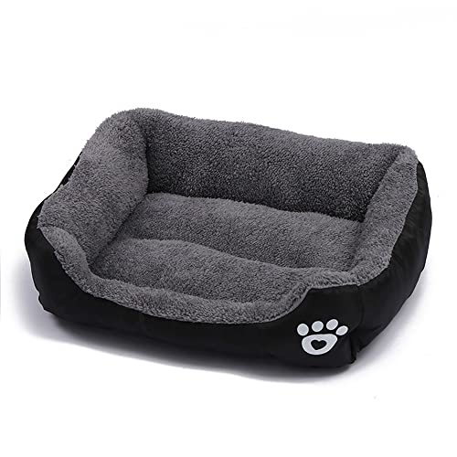 OUYUNKKA Hundebett Hundekissen (M, 54 x 42 cm) Viereckig Schwarz Hundesofa für Mittelgroße und Kleine Hunde und Katzen, Flauschig Weich Katzenbett Katzenkissen Hundebett für Französische Bulldogge von OUYUNKKA