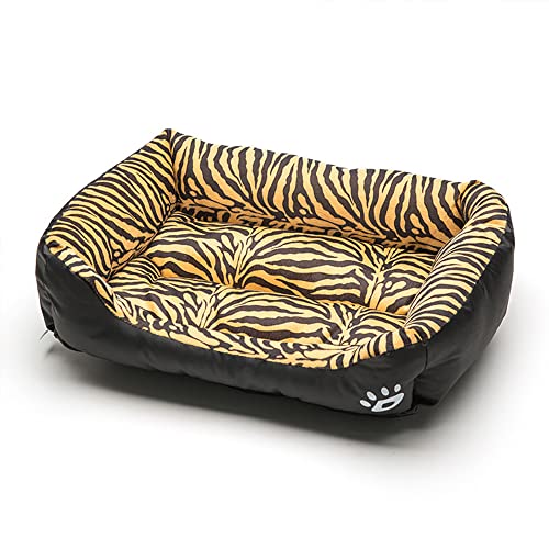 OUYUNKKA Hundebett Hundekissen (M, 54 x 42 cm) Viereckig Tigerstreifen Hundesofa für Mittelgroße Kleine Hunde und Katzen,Flauschig Weich Katzenbett Katzenkissen Hundebett für Französische Bulldogge von OUYUNKKA