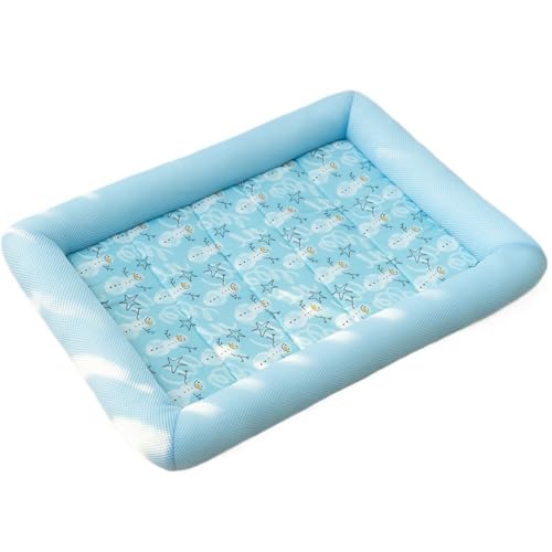 OUYUNKKA Sommer Kühlung Hundebett Hundekissen (L, 70 x 52 cm) Viereckig Blau Obst Hundesofa für Mittlere bis Große Hunde und Katzen,Atmungsaktiv Weich Katzenbett Hundebett für Französische Bulldogge von OUYUNKKA