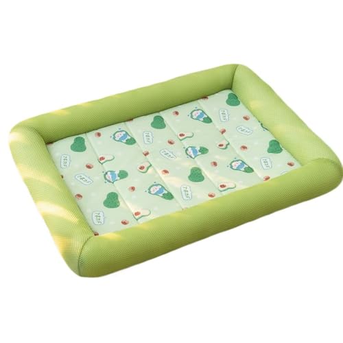 OUYUNKKA Sommer Kühlung Hundebett Hundekissen (M, 52 x 42 cm) Viereckig Grün Obst Hundesofa für Mittelgroße Kleine Hunde und Katzen,Atmungsaktiv Weich Katzenbett Hundebett für Französische Bulldogge von OUYUNKKA