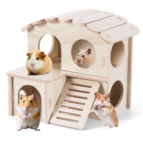 OUZHOU Meerschweinchen Haus Holz, Meerschweinchen Haus mit Rampe 6 Eingänge, Spielzeug Meerschweinchen Zubehör, Kaninchenhaus Hamsterhaus für Kleine Haustiere Zwerghamster Rennmäuse OUZHOU Meerschweinchen Haus Holz, Meerschweinchen Haus mit Rampe 6 Eingänge, Spielzeug Meerschweinchen Zubehör, Kaninchenhaus Hamsterhaus für Kleine Haustiere Zwerghamster Rennmäuse von OUZHOU