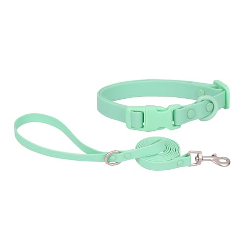 Ovale Wasserdichtes Hundehalsband-Set, langlebig und leicht zu reinigen, für kleine Hunde (Größe S, Hellgrün) von OVALE