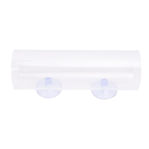 Betta Fischtunnel Premium -Kunststoff -Röhre für Ideale Betta -Fische, Klare Betrachtungserlebnis, Einfache Installation mit Saugnapfbecher (Groß für <50 kg Hund 200x130x65 mm) von OVAQUIXI
