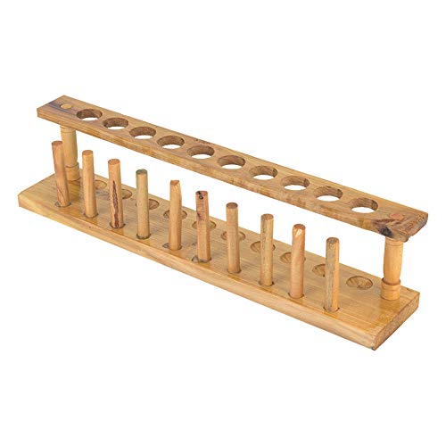 Hochwertiges Holz-Testrohrständer Stabil 8 Loch Chemie-Labor-Werkzeug für Testrohrregal (10-Loch-Holz-Testrohrregal) von OVAQUIXI