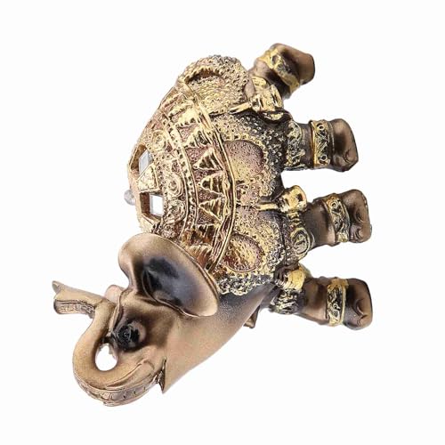 OVAQUIXI Feng Shui Lucky Wealth Elephant Skulptur Exquisite Figur Wohnkultur für Familie und Freunde (Goldene mittelgroße Größe) von OVAQUIXI
