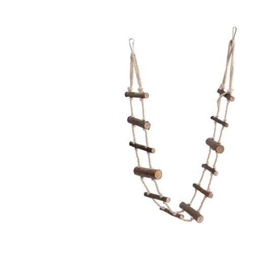 OVAQUIXI Holz -Pet -Seiltreppe für Hamster Rennmäuse, Papageienheizungsbrückenspielzeug, Ungiftiges Langes Seil für die Dekoration des Vogelkäfigs von OVAQUIXI