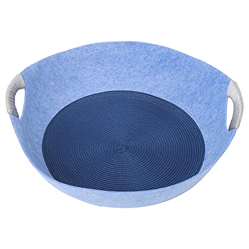 OVAQUIXI Kratzer Pad Elastic Fell Cat Bett mit Griff Design für 20x17.7in, Haustier Filzbett Alle Jahreszeiten Entfernbarer Hanfseilpolster, Katzennest (Blue) von OVAQUIXI