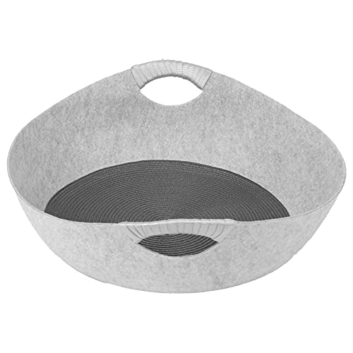 OVAQUIXI Kratzer Pad Elastic Fell Cat Bett mit Griff Design für 20x17.7in, Haustier Filzbett Alle Jahreszeiten Entfernbarer Hanfseilpolster, Katzennest (Grey) von OVAQUIXI