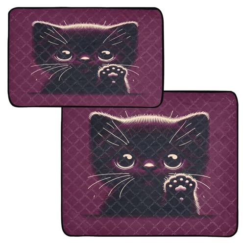 Waschbare Urinierunterlagen für Hunde, schwarzes Kätzchen mit großen Augen, winkende Pfote, wiederverwendbare Haustier-Pads Waschbare Urinierunterlagen für Hunde, schwarzes Kätzchen mit großen Augen, winkende Pfote, wiederverwendbare Haustier-Pads von OWFKAY