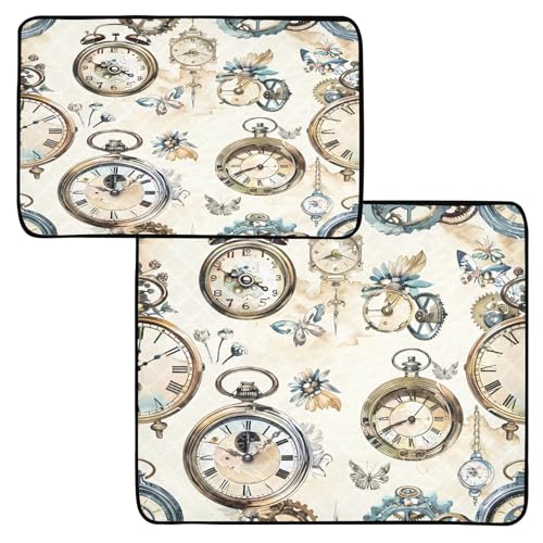 Waschbare Urinierunterlagen für Hunde, viktorianischer Shabby-Chic-Stil, Vintage-Steampunk-Uhr, wiederverwendbare Haustier-Pads Waschbare Urinierunterlagen für Hunde, viktorianischer Shabby-Chic-Stil, Vintage-Steampunk-Uhr, wiederverwendbare Haustier-Pads von OWFKAY