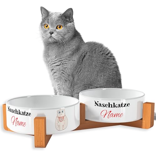 OWLBOOK Naschkatze Beige Futternapf personalisiert Katzennapf mit Wunschtext Fressnapf Katzennapf Keramik mit Bambus Gestell Futterstation Keramik Futternapf Napf Wassernapf für Katze OWLBOOK Naschkatze Beige Futternapf personalisiert Katzennapf mit Wunschtext Fressnapf Katzennapf Keramik mit Bambus Gestell Futterstation Keramik Futternapf Napf Wassernapf für Katze von OWLBOOK