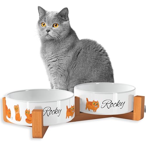 OWLBOOK Süße Lustige Katzen Orange Futternapf personalisiert Katzennapf mit Wunschtext Fressnapf Katzennapf Keramik mit Bambus Gestell Futterstation Keramik Futternapf Napf Wassernapf für Katze OWLBOOK Süße Lustige Katzen Orange Futternapf personalisiert Katzennapf mit Wunschtext Fressnapf Katzennapf Keramik mit Bambus Gestell Futterstation Keramik Futternapf Napf Wassernapf für Katze von OWLBOOK