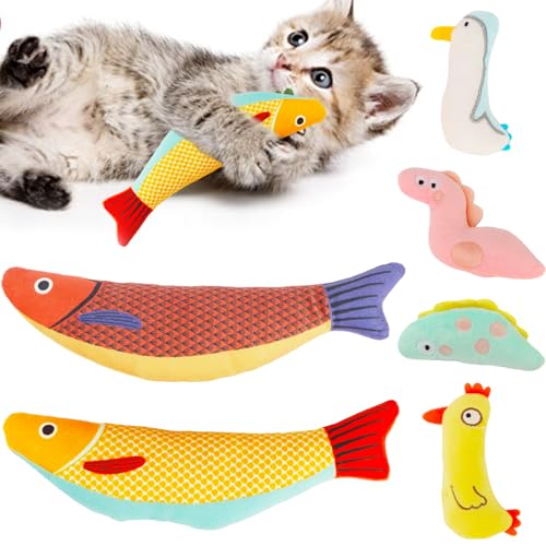 OWill 6 Stück katzenspielzeug Set,Weiches plüschfisch katzenminze Spielzeug,katzenspielzeug selbstbeschäftigung,Katzen Spielzeug mit katzenminze für OWill 6 Stück katzenspielzeug Set,Weiches plüschfisch katzenminze Spielzeug,katzenspielzeug selbstbeschäftigung,Katzen Spielzeug mit katzenminze für von OWill