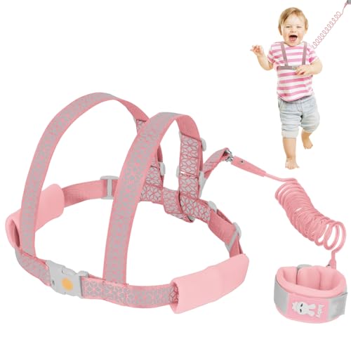 OWill Leine für Kinder, Kinderleine mit Geschirr, Anpasbarer Gespann für Kinder, Spielerische Leine für Mädchen und Jungen (Rosa) von OWill