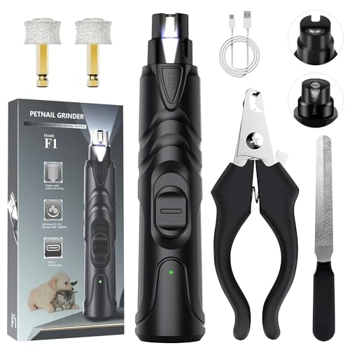 OWill Hunde Krallenschleifer mit Licht, mit Dog Nail Clippers, Zwei Nagelschleifköpfen und Nagelfeilen, für Große, Mittelgroße und Kleine Hunde von OWill