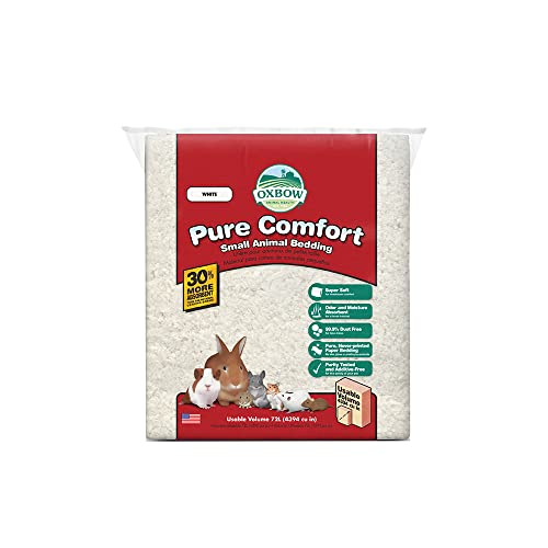 Oxbow Pure Comfort Kleintier-Bettwäsche, geruchs- und feuchtigkeitsabsorbierend, staubfreie Einstreu für Kleintiere, Weiß, 72-Liter-Tasche von Oxbow