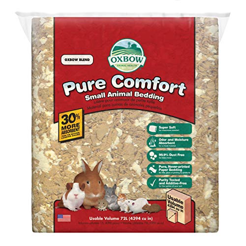 Oxbow Pure Comfort Kleintier-Bettwäsche, geruchs- und feuchtigkeitsabsorbierendes Streu für Kaninchentoilette, staubfreie Einstreu für Meerschweinchenkäfig, Mischpapier, 72 Liter Beutel von Oxbow