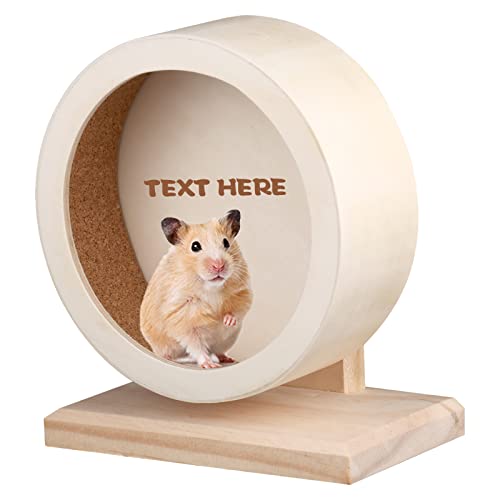 OXYEFEI Hamsterrad,Personalisiertes Hamsterrad，Hamsterlaufrad aus Holz mit Geschlossener Lauffläche aus Kork für Sicheren Halt,Holzübungsrad für Haustiere (Holzfarbe) von OXYEFEI