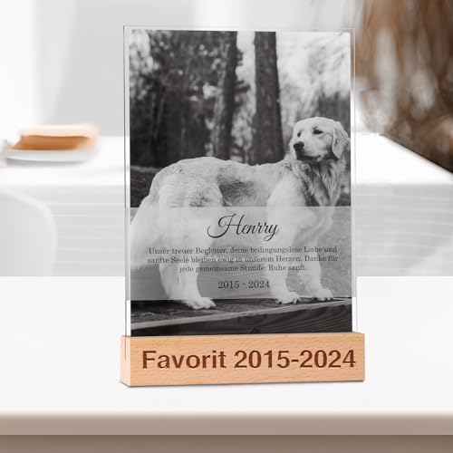 OXYEFEI Personalisiert Gedenktafel Hund,Acrylfoto-Gedenktafel für Hunde zum Gedenken und zur Beileidsbekundung Personalisiert mit Foto Geschenk für Hundebesitzer (Hochformat) von OXYEFEI