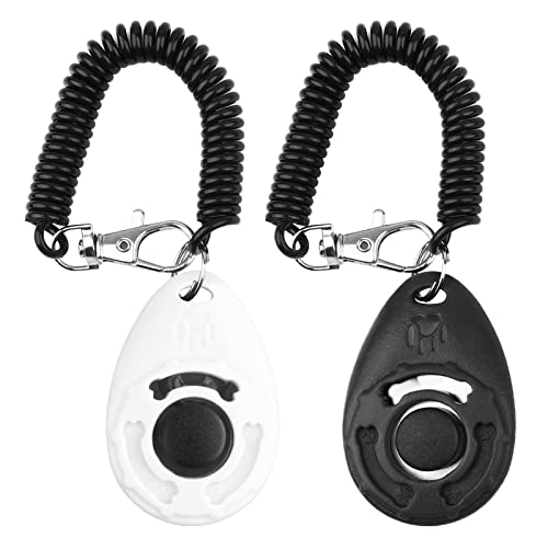 OYEFLY Hunde Clicker, Klicker mit Großem Knopf,2 Stück Hunde Klicker Set für Hundetraining Hundeerziehung Auch für Katzen Pferde (weiß und Schwarz) von OYEFLY