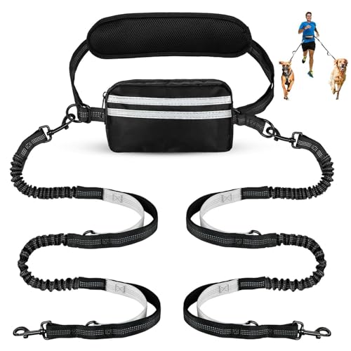 Freihändige Hundeleine mit verstellbarem Hüftgurt, Hund Gassi gehen Gürtel mit Tasche Reflektierende Nähte, Bungee Dual Leinen für mittelgroße und große Hunde, Laufen, Gehen & Joggen (für 2 Hunde Freihändige Hundeleine mit verstellbarem Hüftgurt, Hund Gassi gehen Gürtel mit Tasche Reflektierende Nähte, Bungee Dual Leinen für mittelgroße und große Hunde, Laufen, Gehen & Joggen (für 2 Hunde von OYIWINMI