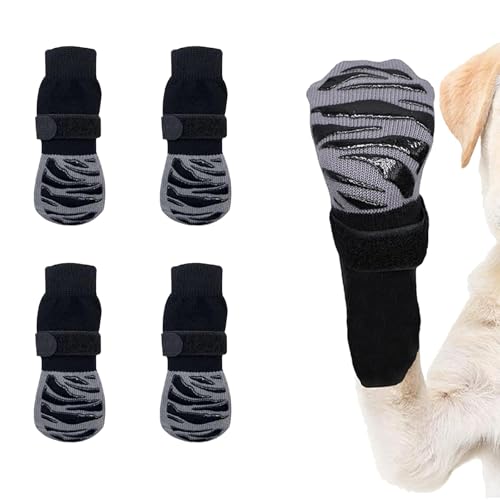 OYIWINMI 4 Stück Pfotenschutz Hund Robuste Anti，Schützende Hundesocken,Anti-Slip Dog Paw Protector Bottom Rubber Sole Dog Boots with Adjustable Straps for Indoor Outdoor Wear (M) von OYIWINMI