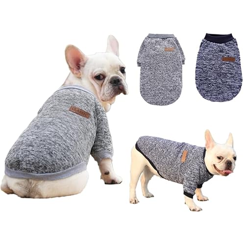 OYIWINMI Hundepullover 2 Stück, Klamotten Grau und Dunkelblau, Warm Haustierpullover für Kleine Mittel Große Hunde, Weicher Fleece Hundekleidung, Winter Herbst Hunde Outfit, Geeignet für Welpen(L) OYIWINMI Hundepullover 2 Stück, Klamotten Grau und Dunkelblau, Warm Haustierpullover für Kleine Mittel Große Hunde, Weicher Fleece Hundekleidung, Winter Herbst Hunde Outfit, Geeignet für Welpen(L) von OYIWINMI