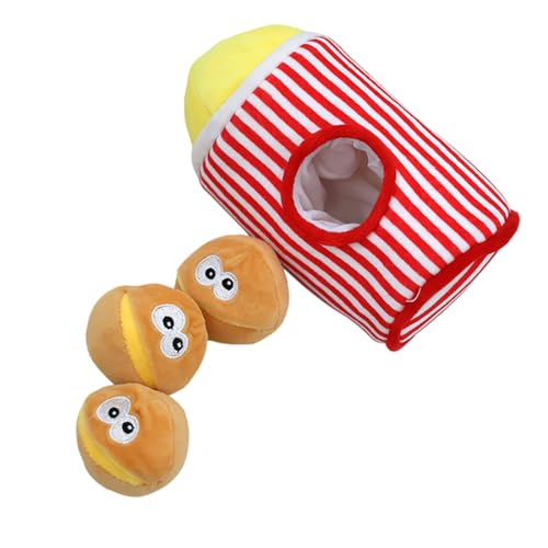 OYOCOOL Hundespielzeug Popcorn Plüschtier Set für kleine und mittelgroße Hunde Katzen Puzzle Spielzeug Niedliches Kauspielzeug für Haustiere (4er Set) von OYOCOOL