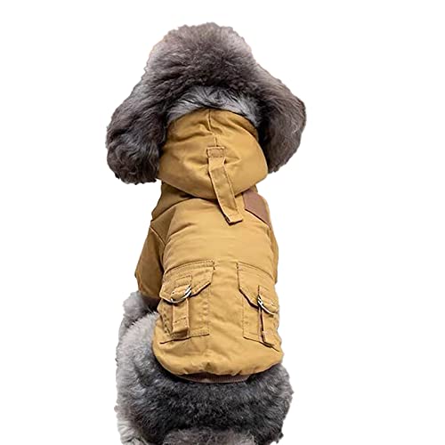 Dicker Hund Winter Kleidung Hund Hoodie Thermomantel Hundekleidung Hundekleidung Junge Hundejacke Welpen Outfit Kleine Mädchen Hundekleidung 【S Khaki】 von OYUEGE