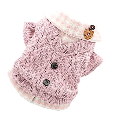 Haustier-Hunde-Rollkragen-Strickpullover, Mantel, Haustier-Hundekleidung, Oberbekleidung, modisch, warm, Pullover, Strickware, Oberbekleidung 【Größe M, Rosa】 von OYUEGE