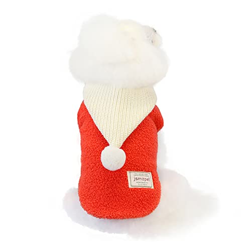 Haustierkleidung Bedruckter Pullover Welpen-Kapuzen-Sweatshirt Kaltes Wetter Hundemäntel für kleine mittelgroße Hunde Katzen 【L Rot】 von OYUEGE