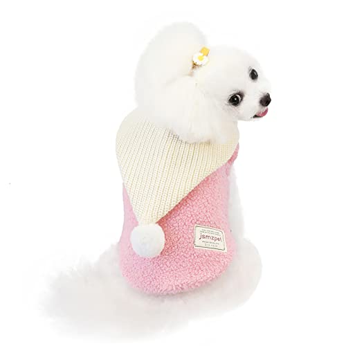 Haustierkleidung Bedruckter Pullover Welpen Kapuzenpullover Kaltwetter Hundemäntel für kleine mittelgroße Hunde Katzen 【XL Rosa】 von OYUEGE