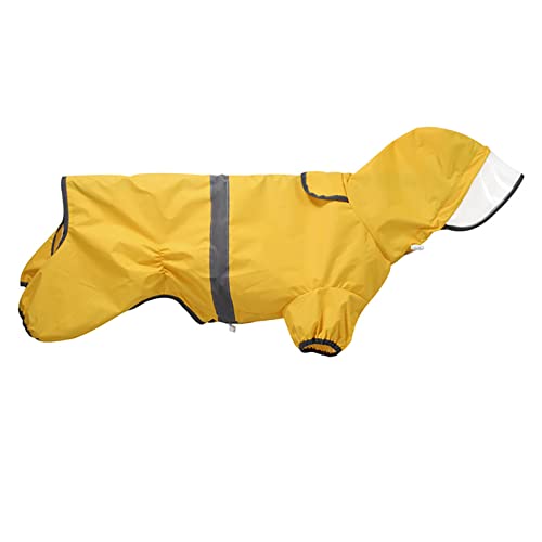 Hunde-Regenmantel mit Kapuze, regen- und wasserabweisend, verstellbarer Kordelzug, Hundemantel mit Beinen, reflektierend, stilvoll, Premium-Hunde-Regenmantel, Größe M bis XXXL erhältlich, Gelb 2XL von OYUEGE