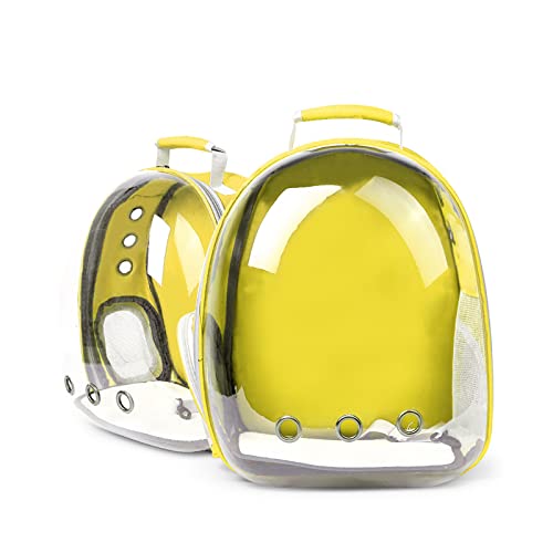 Katzen-Rucksack – Haustier-Rucksack mit Blasen-Motiv, transparent, Gelb von OYUEGE
