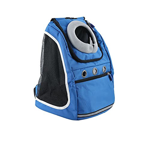 Katzentragerrucksack, Welpenhaustier-Vordertasche mit atmungsaktivem Head-Out-Design und gepolsterter Schulter für Wandern, Outdoor-Reisen (blau) von OYUEGE