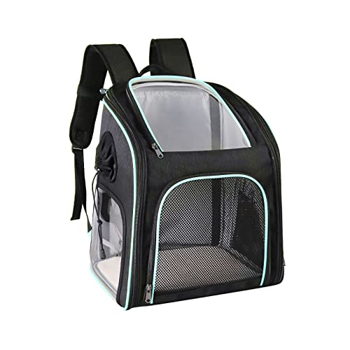Katzentragetasche, faltbarer Haustier-Rucksack für Katzen und kleine Hunde, atmungsaktiver Hundetragerucksack mit innerer Sicherheitsleine, ideal für Wandern, Reisen, Outdoor-Gebrauch (blau) von OYUEGE