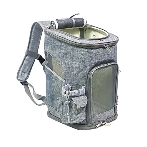 Katzentragetasche Rucksack, Faltbarer Haustier Rucksack Carrier für Katzen und kleine Hunde, Atmungsaktiver Hundetrage Rucksack, Ideal für Wandern Reisen Outdoor Grau von OYUEGE