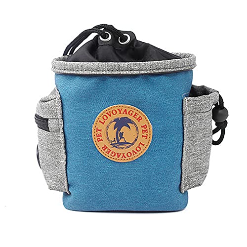 OYUEGE Hundeleckerli-Beutel für Haustiere, freihändiges Training, Hüfttasche mit Kordelzug, für Haustierspielzeug, Futterbeutel, Hundeleckerli-Tragetasche (blau) von OYUEGE
