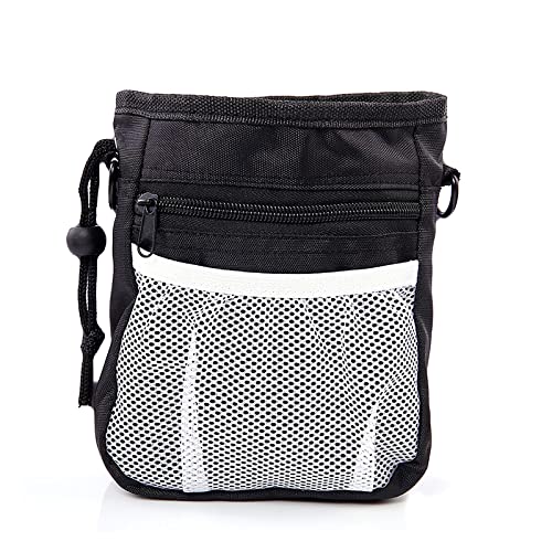 OYUEGE Leckerli-Tasche für Hunde, Mehrzweck- und tragbarer Leckerlibeutel, verstellbarer Bund und Kotbeutelspender, Hundetrainingstasche zum Spazierengehen, Wandern (schwarz) von OYUEGE