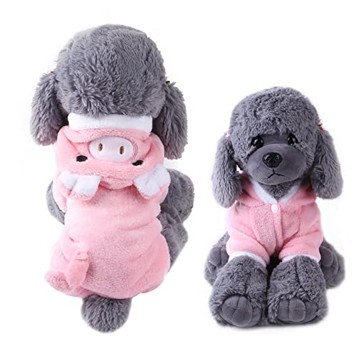 Pet Supplies Puzzle Bommel-Stil Haustier Biber Winter Kleidung mit Hut Hund Kostüm Warm Casual Coat Hoodie 【L Farbe-3】 von OYUEGE