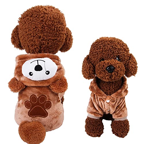 Pet Supplies Puzzle Bommel-Stil Haustier Biber Winter Kleidung mit Hut Hund Kostüm Warm Casual Coat Hoodie 【XXL-Farbe-4】 von OYUEGE
