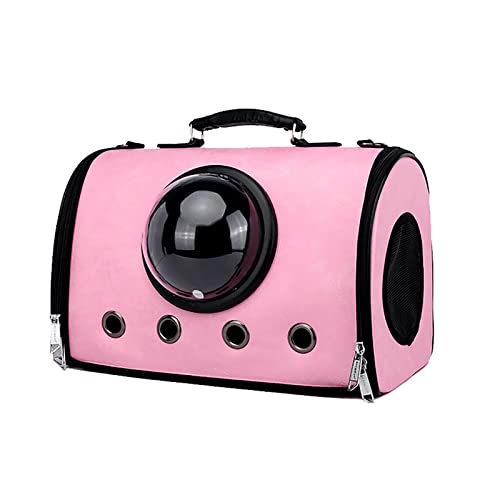 Transporttasche für Haustiere, tragbare Katzentasche mit Netzfenster, poröses Design, ideal für kleine oder mittelgroße Hunde und Katzen, Rosa von OYUEGE