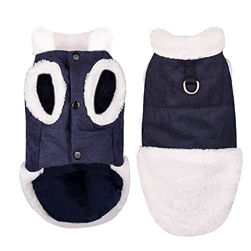 Warme Hundejacke für Welpen, Winter, kaltes Wetter, weich, winddicht, für kleine Hunde, Wintermantel und Katzenpullover für Welpen, Winter, kaltes Wetter 【L Navy】 von OYUEGE