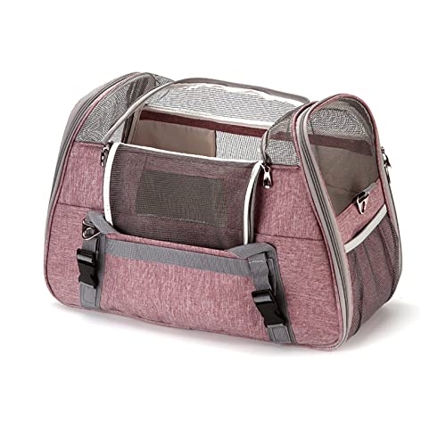 Welpen-Transporttasche für kleine Hunde Katzentragetasche Tragbare Haustiertragetasche Reisetasche Faltbare Transporttasche für Hunde und Katzen mit Verriegelungs-Sicherheitsreißverschlüssen, Rosa von OYUEGE