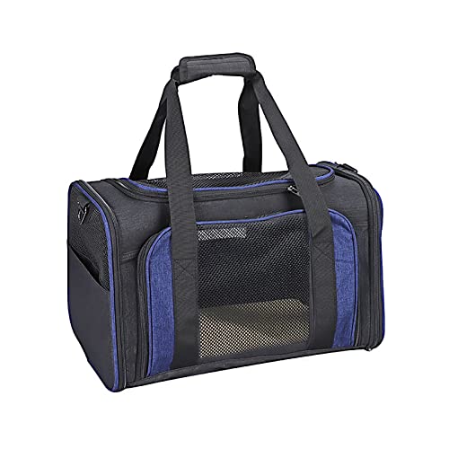 Welpentragetasche für kleine Hunde Katzentragetasche Tragbare Haustiertragetasche Reisetasche Faltbare Transporttasche für Hunde und Katzen mit Verriegelungs-Sicherheitsreißverschlüssen, Blau von OYUEGE